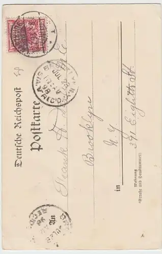 (16825) AK Gruß aus Bad Harzburg, Rabenklippen, Eckertal, Brocken, gel. 1898