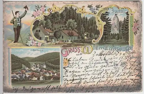 (15481) AK Gruß von der  Wiemannsbucht, Bad Grund, Harz 1900