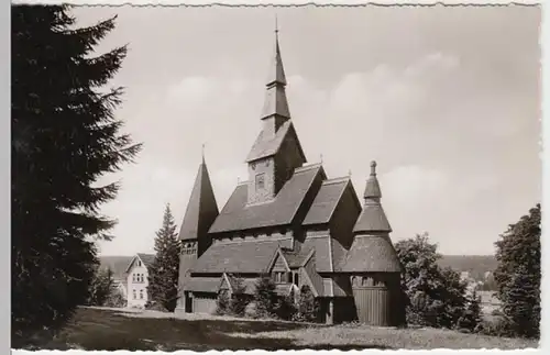 (14230) Foto AK Hahnenklee, Bockswiese, Gustav Adolf Stabkirche 1962