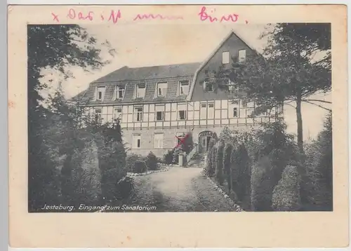 (115976) AK Jesteburg, Eingang zum Sanatorium 1949