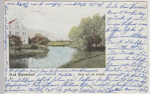 (115151) AK Bad Pyrmont, Blick auf die Emmer, 1904