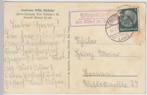 (115103) AK Altenebstorf, Ebstorf, Gasthaus Wilhelm Niebuhr 1940