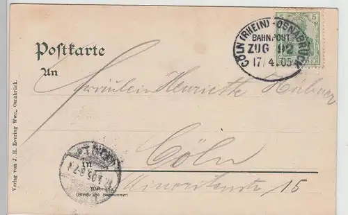 (115092) AK Osnabrück, Hasepartie mit Pernickelturm, Bahnpost 1905