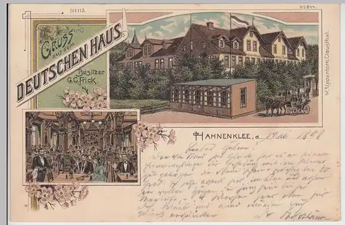(114652) AK Gruss aus dem Deutschen Haus, Hahnenklee 1898