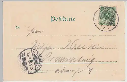 (114652) AK Gruss aus dem Deutschen Haus, Hahnenklee 1898