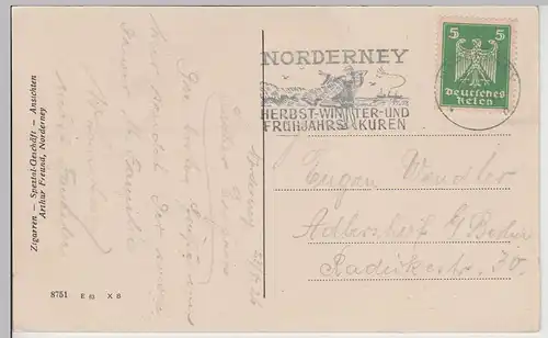 (114254) AK Nordseebad Norderney, Segelbuhne 1926