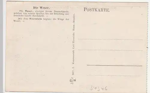 (113771) AK Orientierungskarte Oberwesergebiet, Weserstein, Wappen, vor 1945