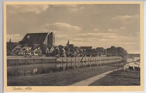 (113676) AK Verden, Aller, Ortsansicht mit Dom, Kirche 1939