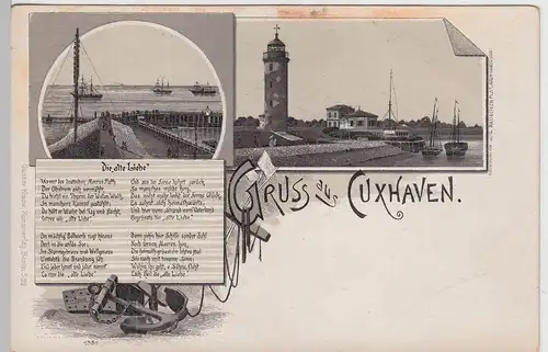 (113623) Künstler AK Gruß aus Cuxhaven, Alte Liebe, Leuchtturm, bis 1905