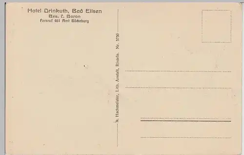 (113492) AK Bad Eilsen, Hotel Drinkuth, Bäckerei, Konditorei, vor 1945