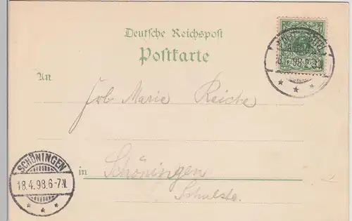 (113419) Künstler AK Gruß aus Wolfenbüttel, Kaffeehaus, Marienkirche 1898