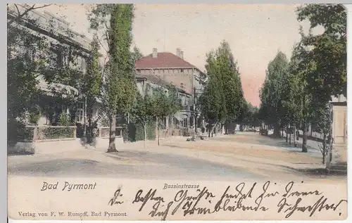 (113217) AK Bad Pyrmont, Bassinstraße, um 1904, gelaufen 1912