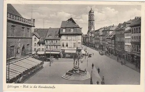 (113153) AK Göttingen, Weenderstraße, Gänseliesel Brunnen, Geschäfte, gel. 1952