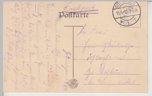 (112511) AK Göttingen, Markt, Weender Straße, Geschäfte, Brunnen, Feldpost 1915