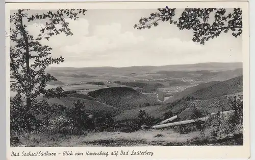 (111538) AK Bad Sachsa, Südharz, Blick vom Ravensberg auf Bad Lauterberg 1957