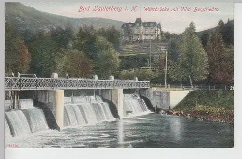 (111530) AK Bad Lauterberg im Harz, Wehrbrücke, Villa Bergfrieden, vor 1945