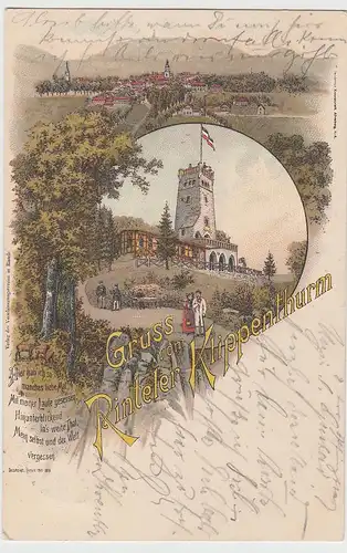 (111424) AK Rinteln, Gruss vom Rinteler Klippenturm, Litho 1901