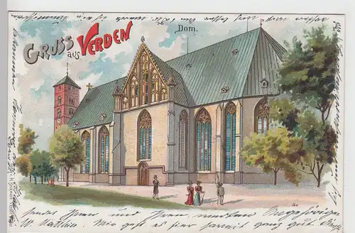 (111385) AK Gruss aus Verden, Dom, Litho 1899