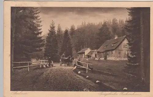 (109952) AK Oberharz, Spiegeltaler Zechenhaus, Wildemann, Pferdegespann 1927