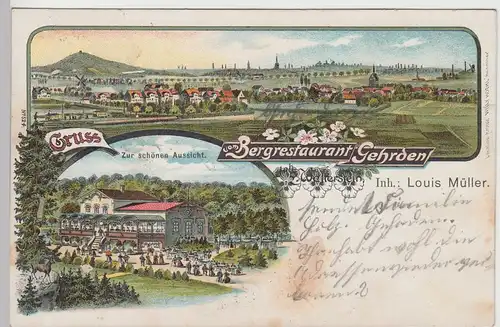 (108427) AK Gruß vom Bergrestaurant Gehrden, Zur schönen Aussicht, Litho. 1903