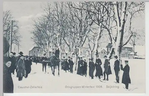 (105579) AK Clausthal-Zellerfeld, Ortsgruppen Winterfest 1908, Skijköring