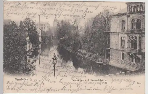 (105578) AK Osnabrück, Hasepartie an der Neumarktbrücke, 1903