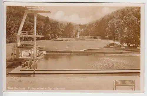 (104615) Foto AK Bad Harzburg, Schwimmbad und Springbrunnen, 1939