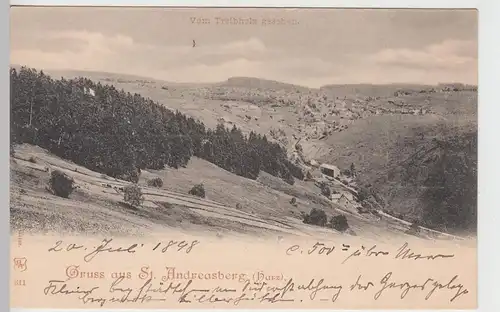 (104451) AK Gruss aus St. Andreasberg, Blick vom Treibholz, 1898