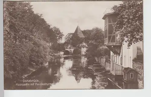 (104399) Foto AK Osnabrück, Hasepartie mit Pernikelturm, 1920er