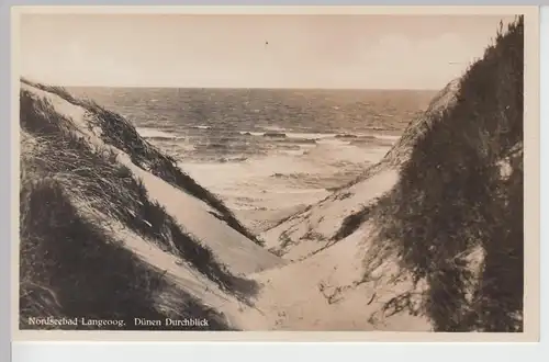 (104182) Foto AK Nordseebad Langeoog, Dünen-Durchblick, 1920er