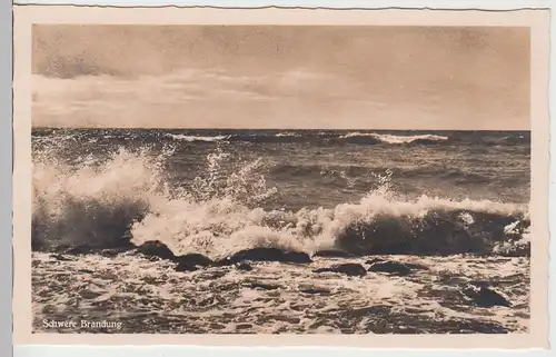 (104180) Foto AK Nordseebad Langeoog, Schwere Brandung, 1920er