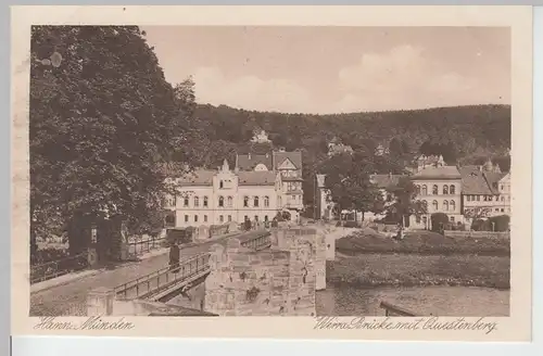 (104110) AK Hann.-Münden, Werra-Brücke mit Questenberg, 1920er
