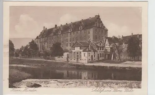 (104109) AK Hann.-Münden, Schloss und Werra-Wehr, 1920er