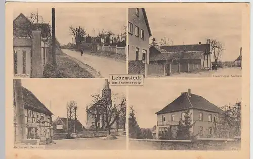 (103304) AK Lebenstedt, Mehrbildkarte m. Fleischerei Kallbrei, vor 1945