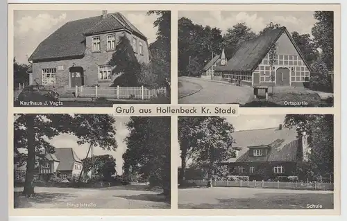 (100943) AK Gruß aus Hollenbeck, Schule, Kaufhaus J. Vagts, Hauptstraße