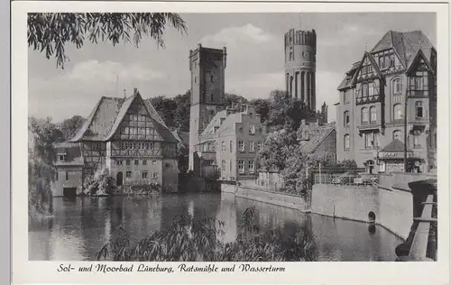 (100853) AK Lüneburg, Ratsmühle und Wasserturm, vor 1945