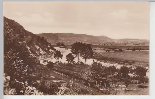 (100798) Foto AK Holzminden, Weserpartie am Kickenstein, 1920er