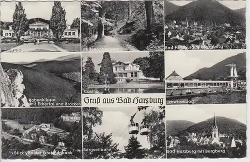 (100334) AK Bad Harzburg, Mehrbildkarte, Rabenklippe, Casino, Bergseilbahn