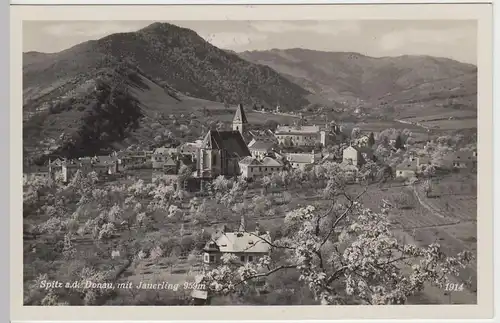 (43000) Foto AK Spitz, Niederösterr., Ort mit Kirche und Jauerling, um 1932