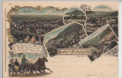(110022) Künstler AK Gruß aus Hinterbrühl, Klausen, Mödling, Vorderbrühl 1899
