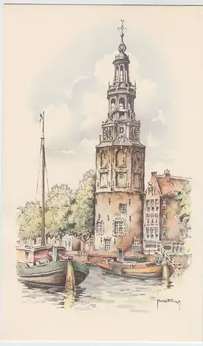 (53610) Künstler AK H.M. Hoefman: Amsterdam, Montelbaanstoren