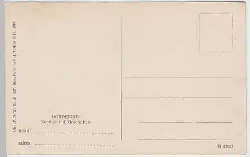 (50375) AK Dordrecht, Koorhek i.d. Groote Kerk, 1916