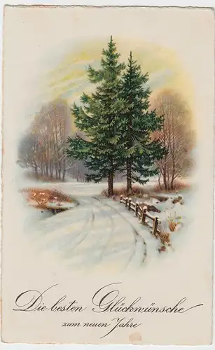 (51582) AK Glückwünsche zum neuen Jahre, Winterlandschaft, 1934