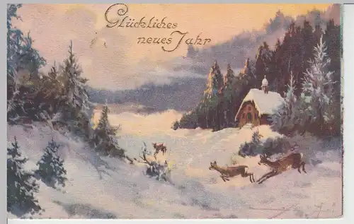 (107660) AK Glückliches Neujahr, Winterlandschaft 1925