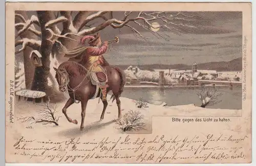 (105535) Grußkarte Neujahr, Halt gegen das Licht, "Behüt Dich Gott" 1898