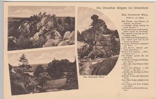 (98121) AK Dörenther Klippen, Ibbenbüren, m. Gedicht -Das hockende Weib- 1933