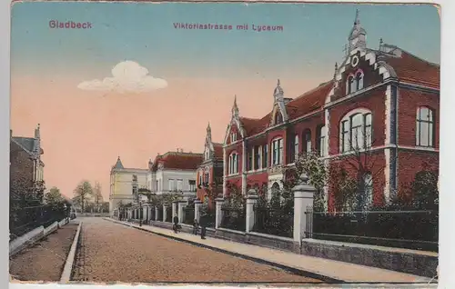 (95623) AK Gladbeck, Viktoriastraße mit Lyceum, 1924