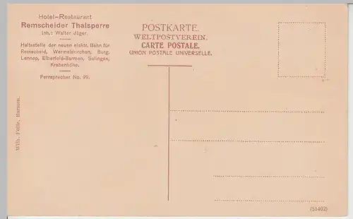 (94957) AK Eschbachtalsperre, Remscheid, vor 1945