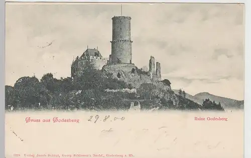 (94860) AK Gruss aus Godesberg, Ruine 1900