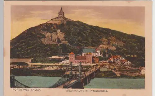 (94722) AK Porta Westfalica, Wittekindsberg mit Kettenbrücke, vor 1945